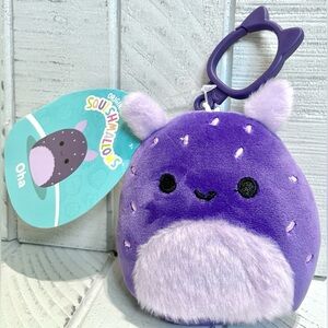 Squishmallow Clip 3.5” Oha The Purple Sea Bunny Soft Aquatic Plush Keychain NWT